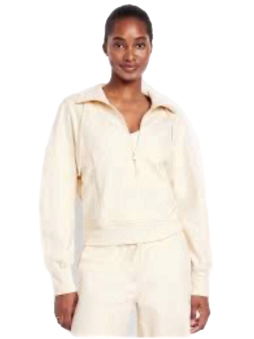 Old Navy Dynamic Fleece Zip Hoodie Cargo Joggers Set Cream S Cozy Minimalist